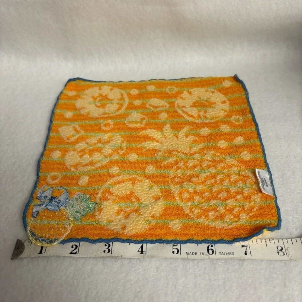 STITCH Small Hand Towel Orange Pineapple Disney Japan Fruit Print